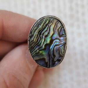 Abalone Shell In Sterling Silver Oval Statement Ring